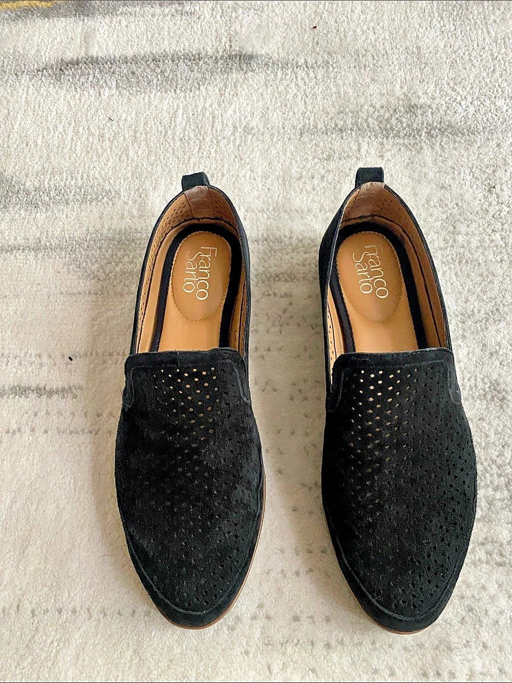 Franco Sarto black suede-like flats
